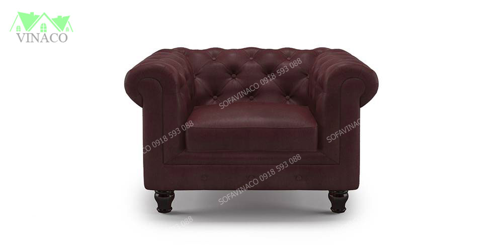 Mẫu ghế sofa đơn da tân cổ điển thiết kế đơn giản đẹp mắt